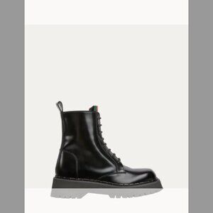 Gucci Thea Leather Web Combat Booties (Fit runs Small) Order Size Up (10B/40EU)